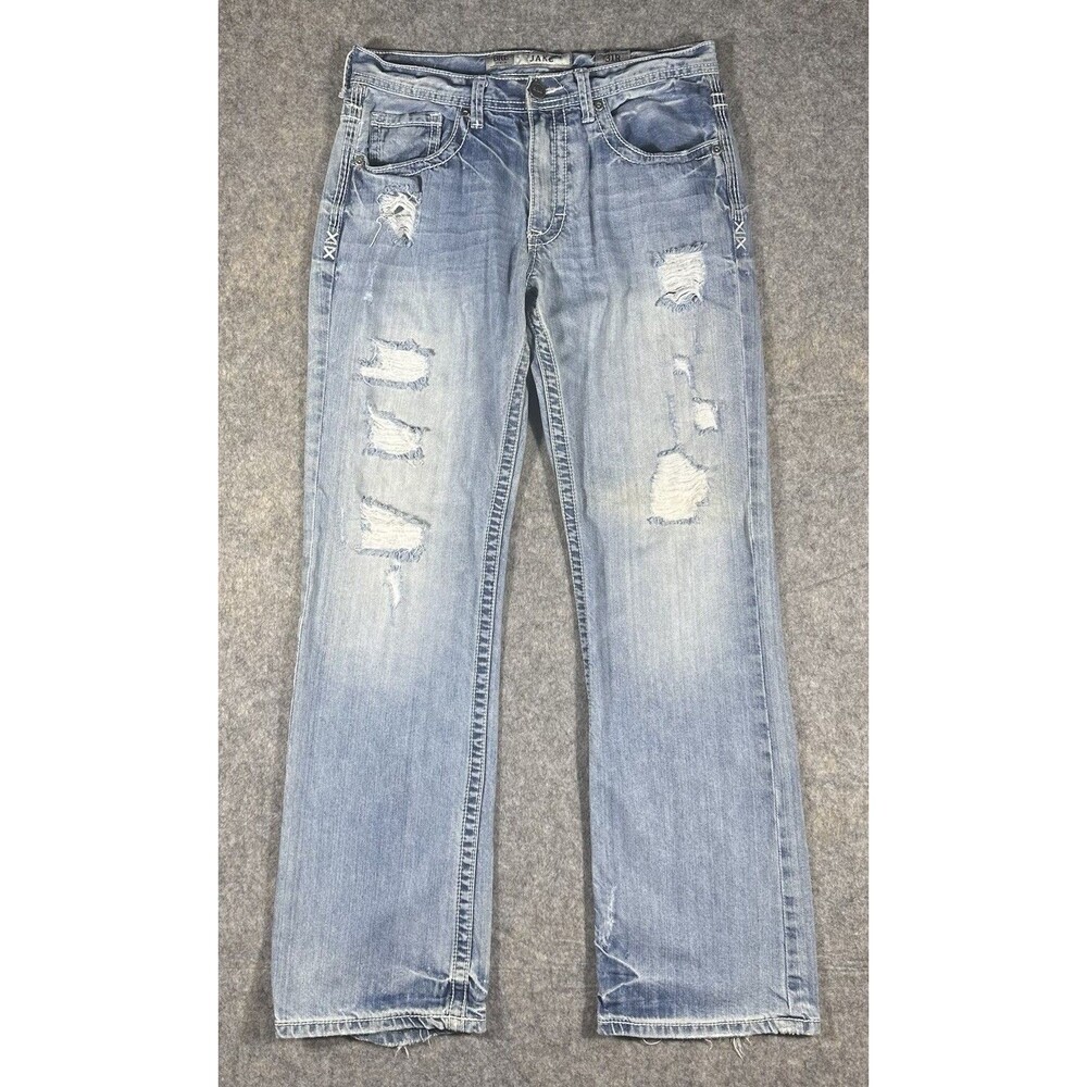 BKE Buckle Jake Jeans Men’s 31x32 Regular Fit Blue Straight Distressed READ